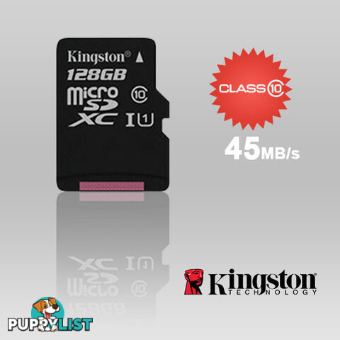 KINGSTON SDC10G2/128GBFR 128GB microSDXC Class 10 UHS-I upto 45MB/s with SD adaptor