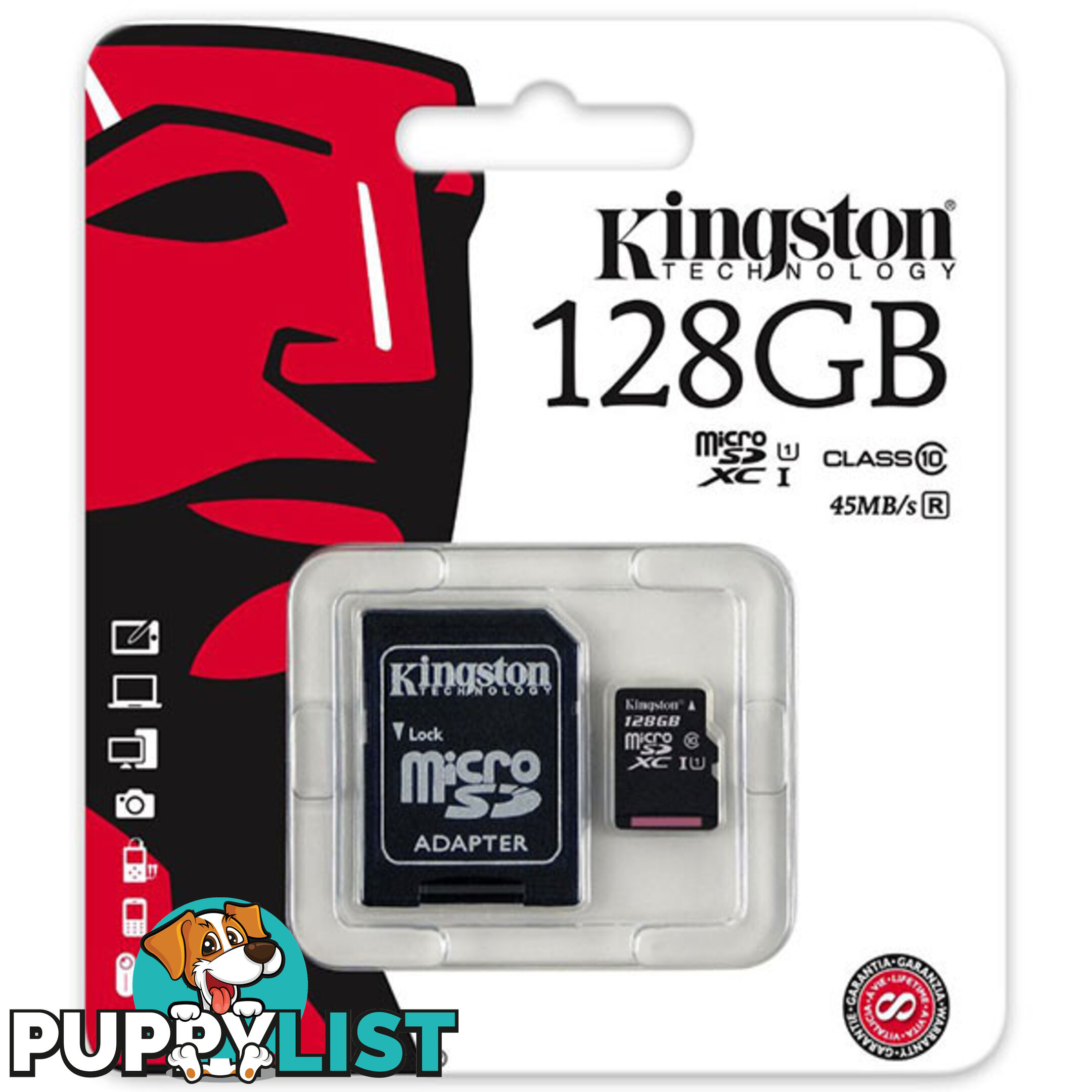 KINGSTON SDC10G2/128GBFR 128GB microSDXC Class 10 UHS-I upto 45MB/s with SD adaptor