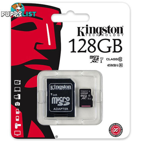 KINGSTON SDC10G2/128GBFR 128GB microSDXC Class 10 UHS-I upto 45MB/s with SD adaptor