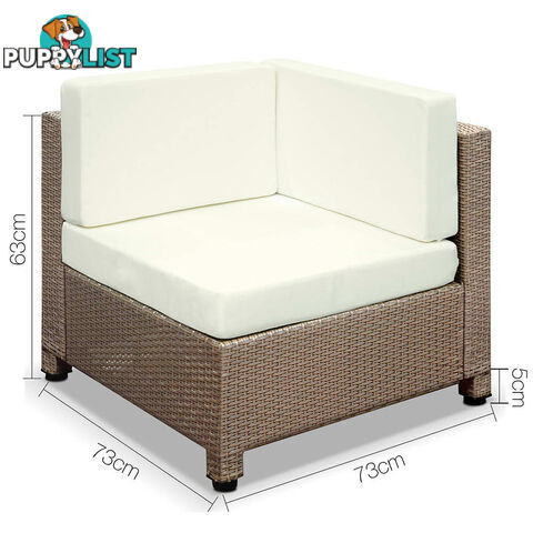 5 pcs Brown Wicker Rattan 4 Seater Outdoor Lounge Set Beige