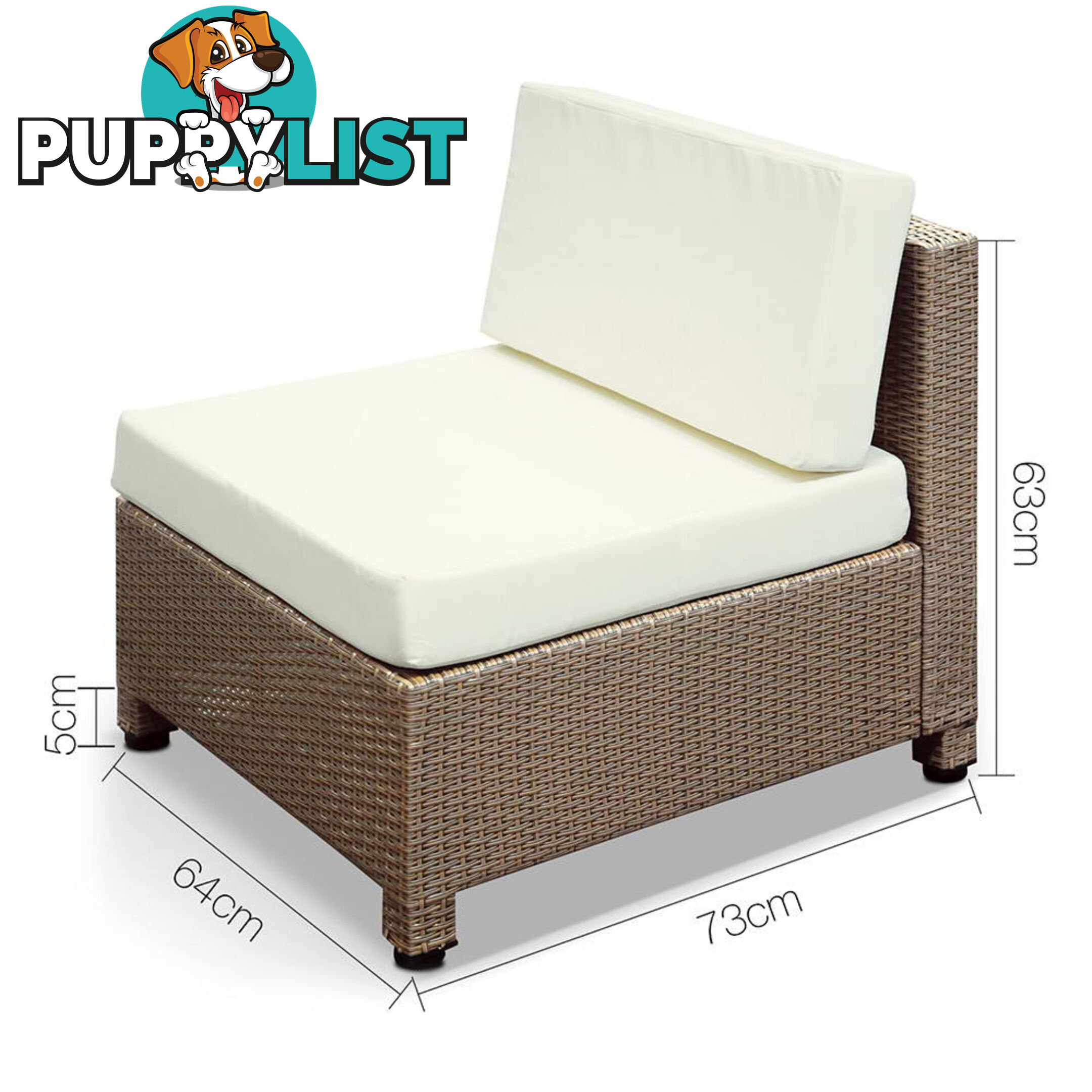 5 pcs Brown Wicker Rattan 4 Seater Outdoor Lounge Set Beige