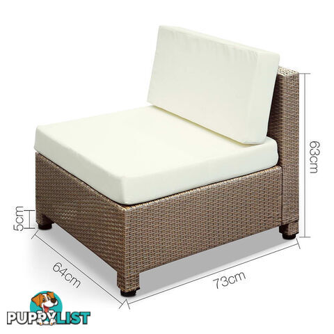 5 pcs Brown Wicker Rattan 4 Seater Outdoor Lounge Set Beige