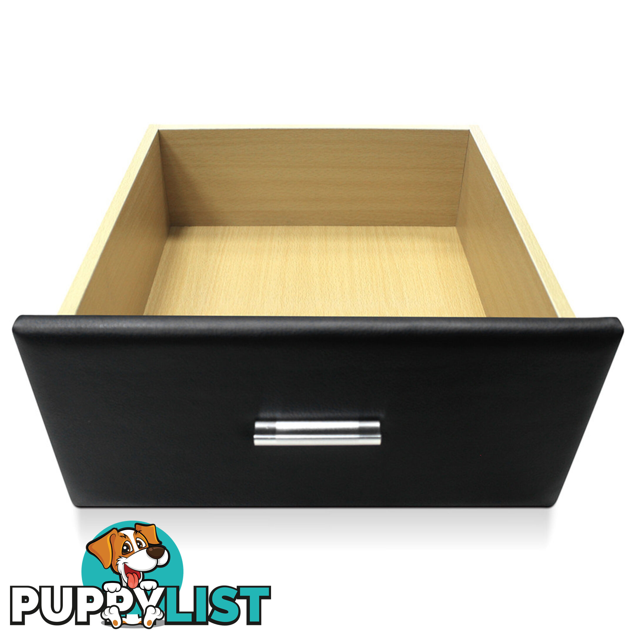 Deluxe PU Leather 2 Drawers Cabinet Black