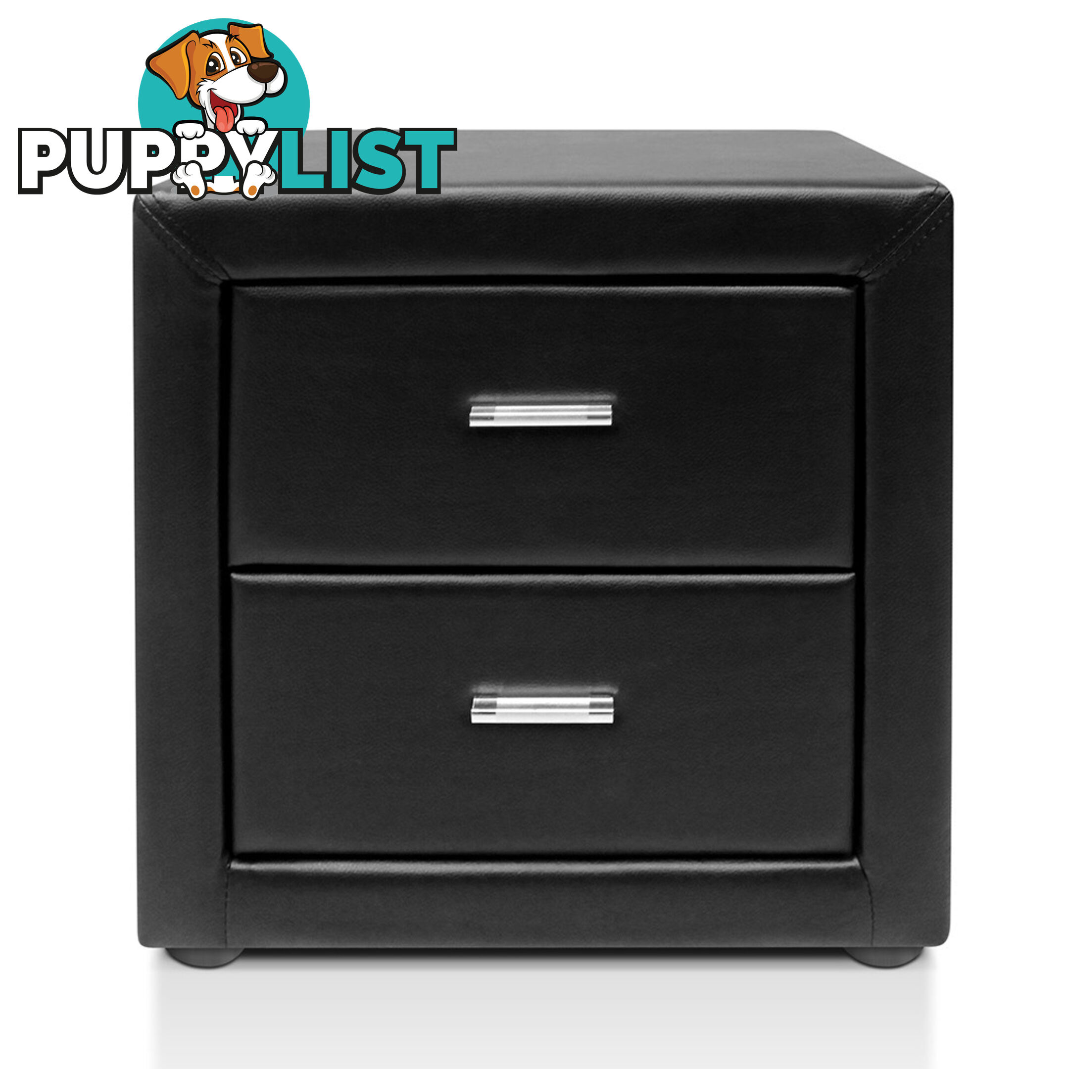 Deluxe PU Leather 2 Drawers Cabinet Black