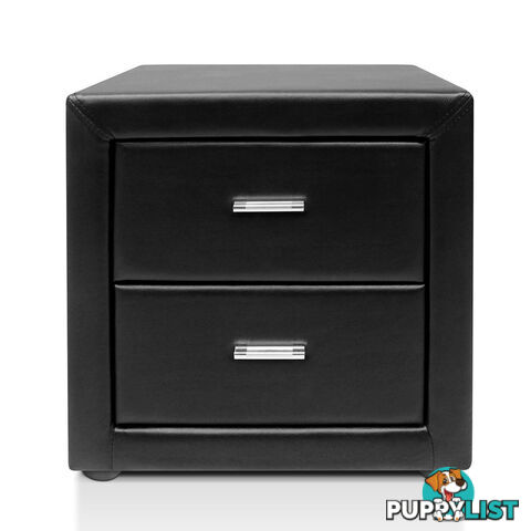 Deluxe PU Leather 2 Drawers Cabinet Black