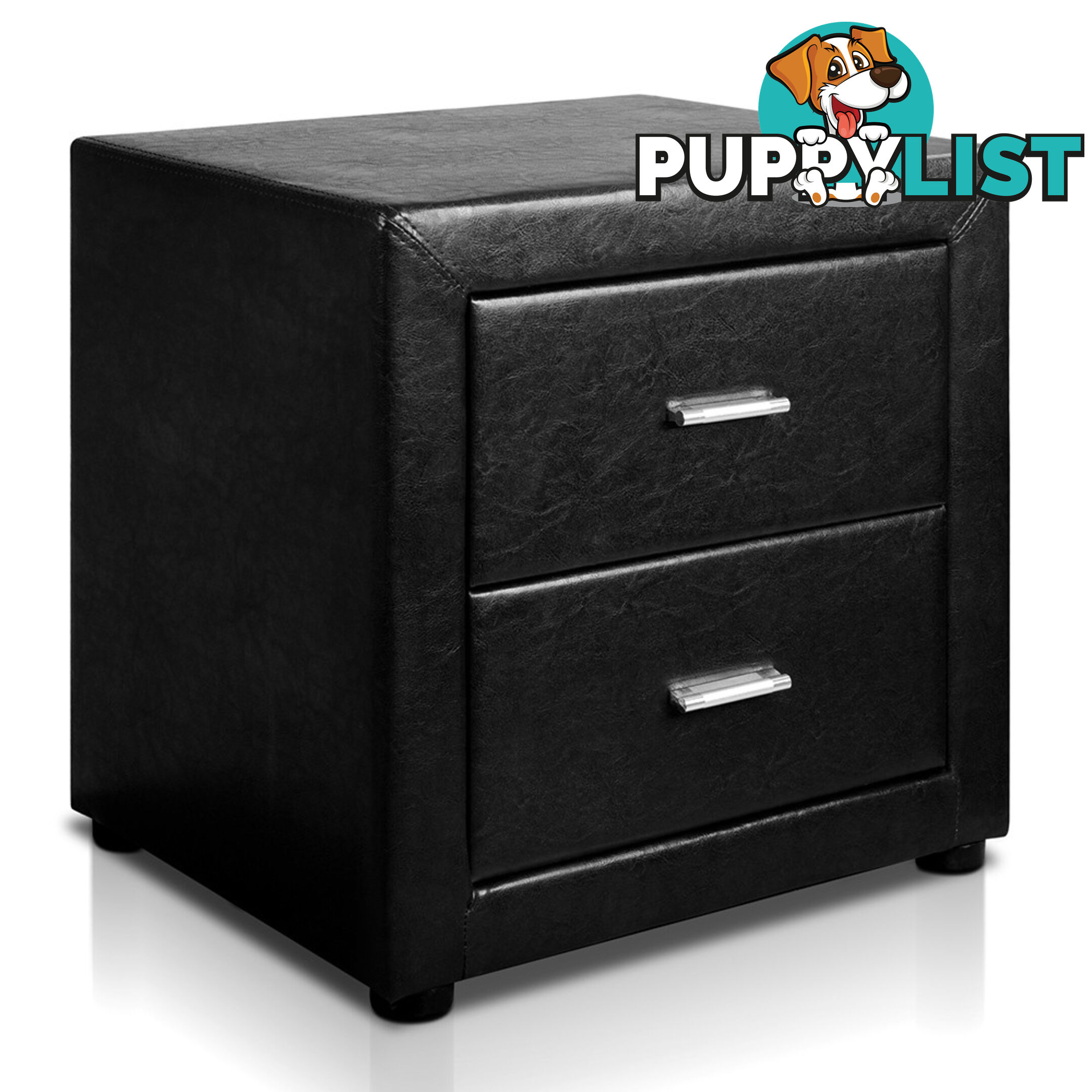 Deluxe PU Leather 2 Drawers Cabinet Black