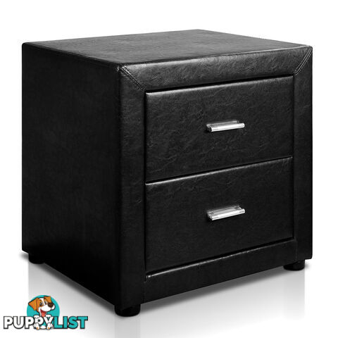 Deluxe PU Leather 2 Drawers Cabinet Black