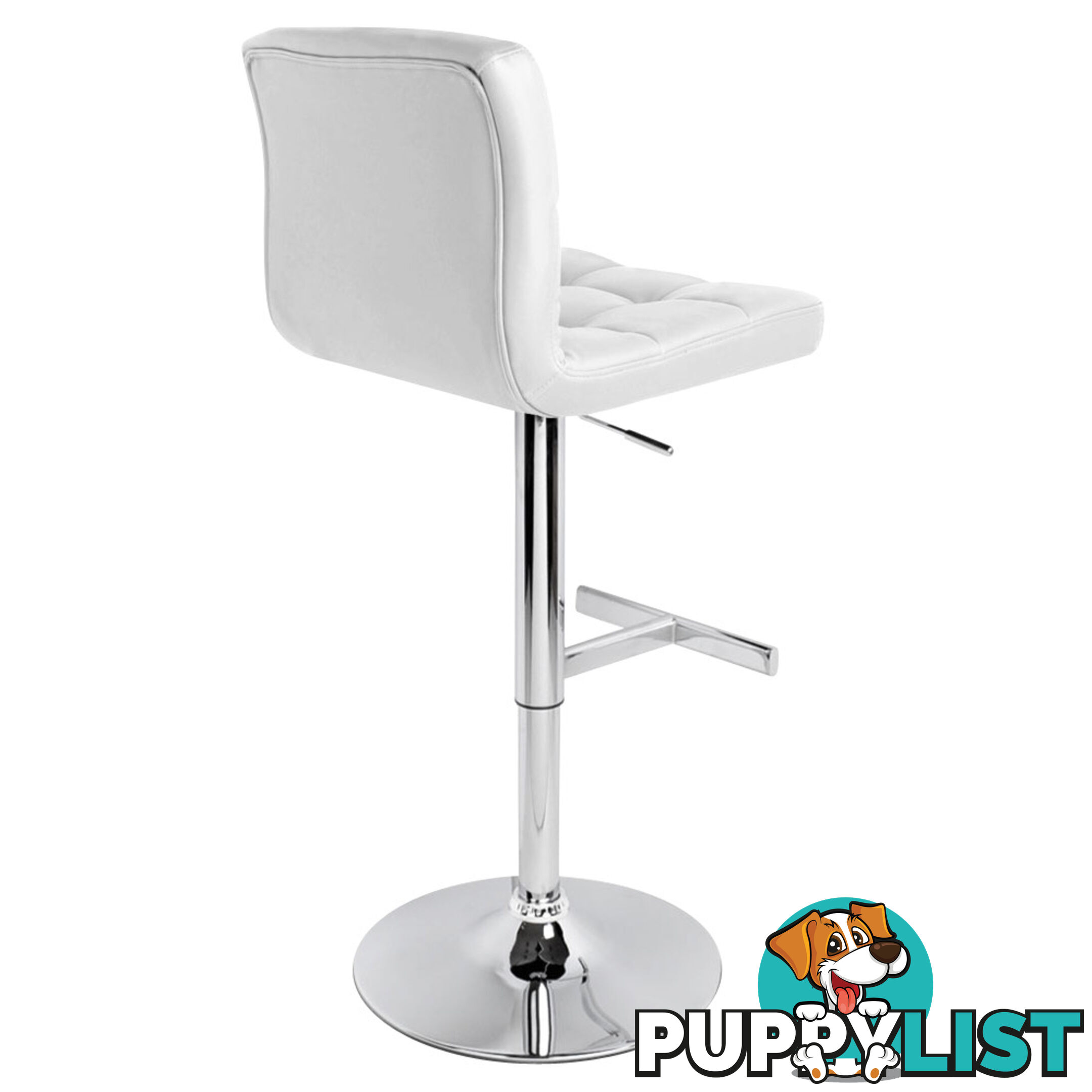 Set of 2 PU Leather Kitchen Bar Stool White