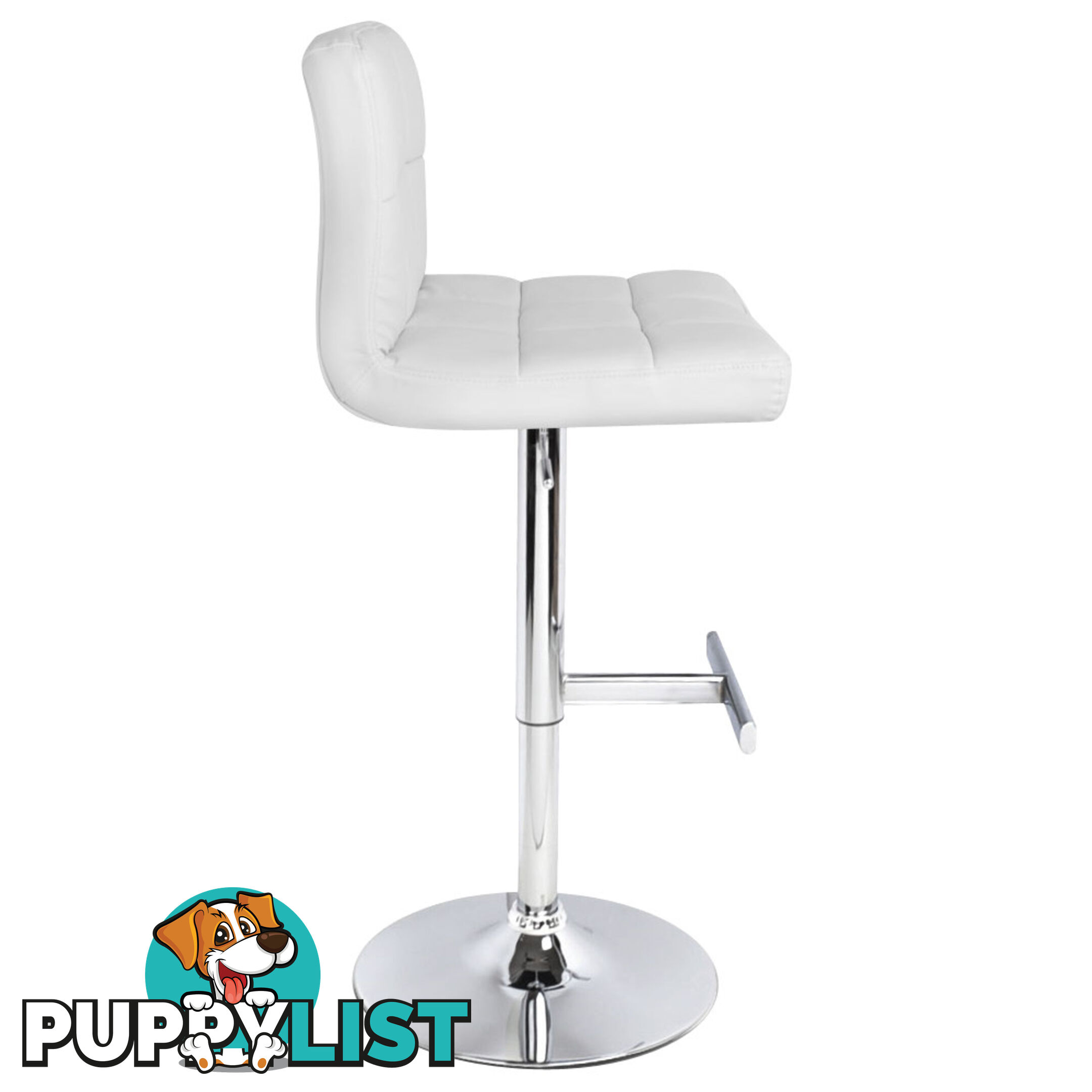 Set of 2 PU Leather Kitchen Bar Stool White