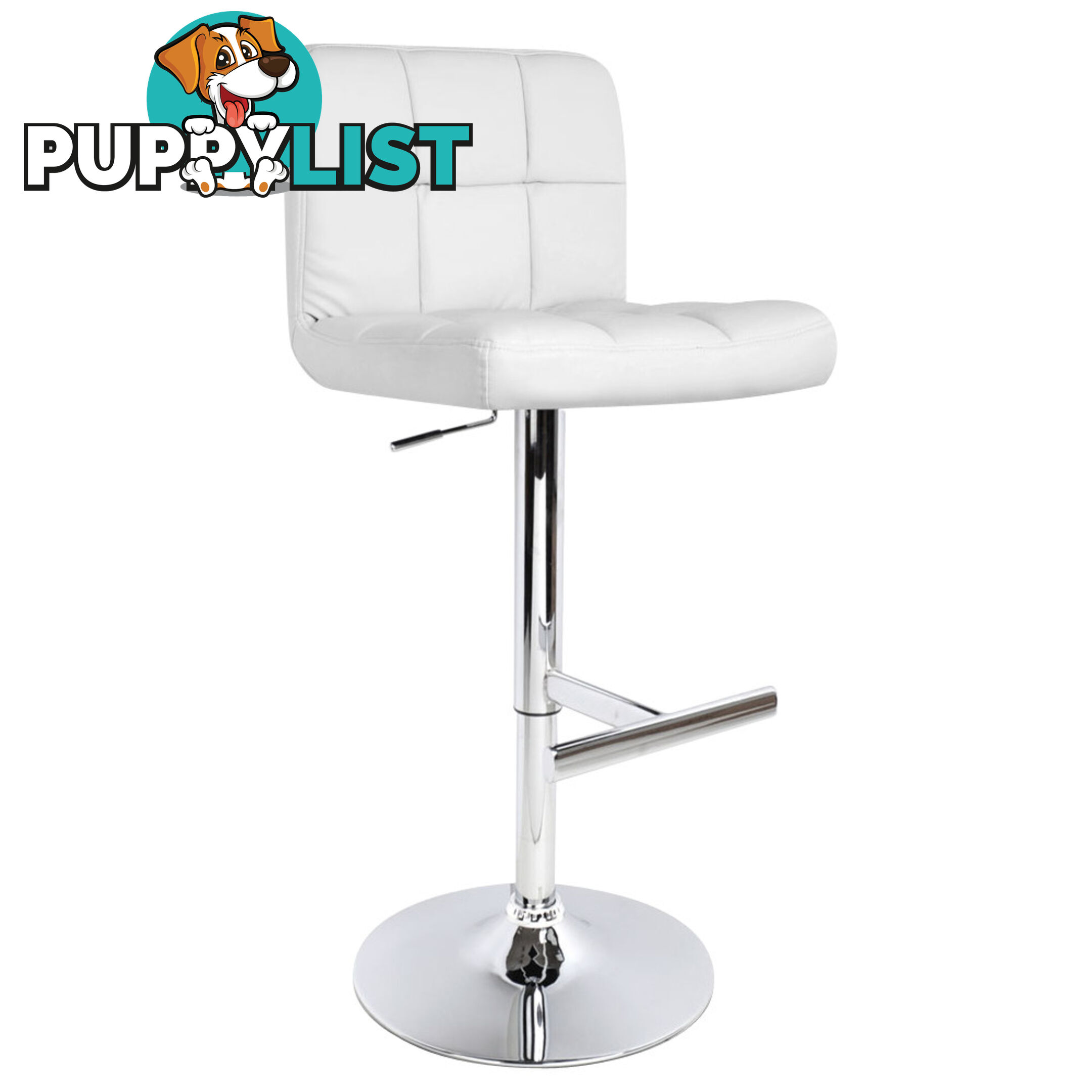 Set of 2 PU Leather Kitchen Bar Stool White