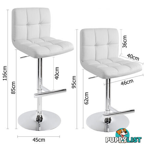 Set of 2 PU Leather Kitchen Bar Stool White