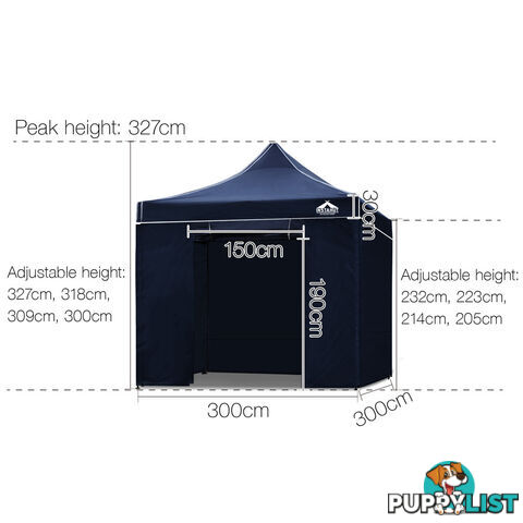 3x3 Pop Up Gazebo Hut with Sandbags Navy