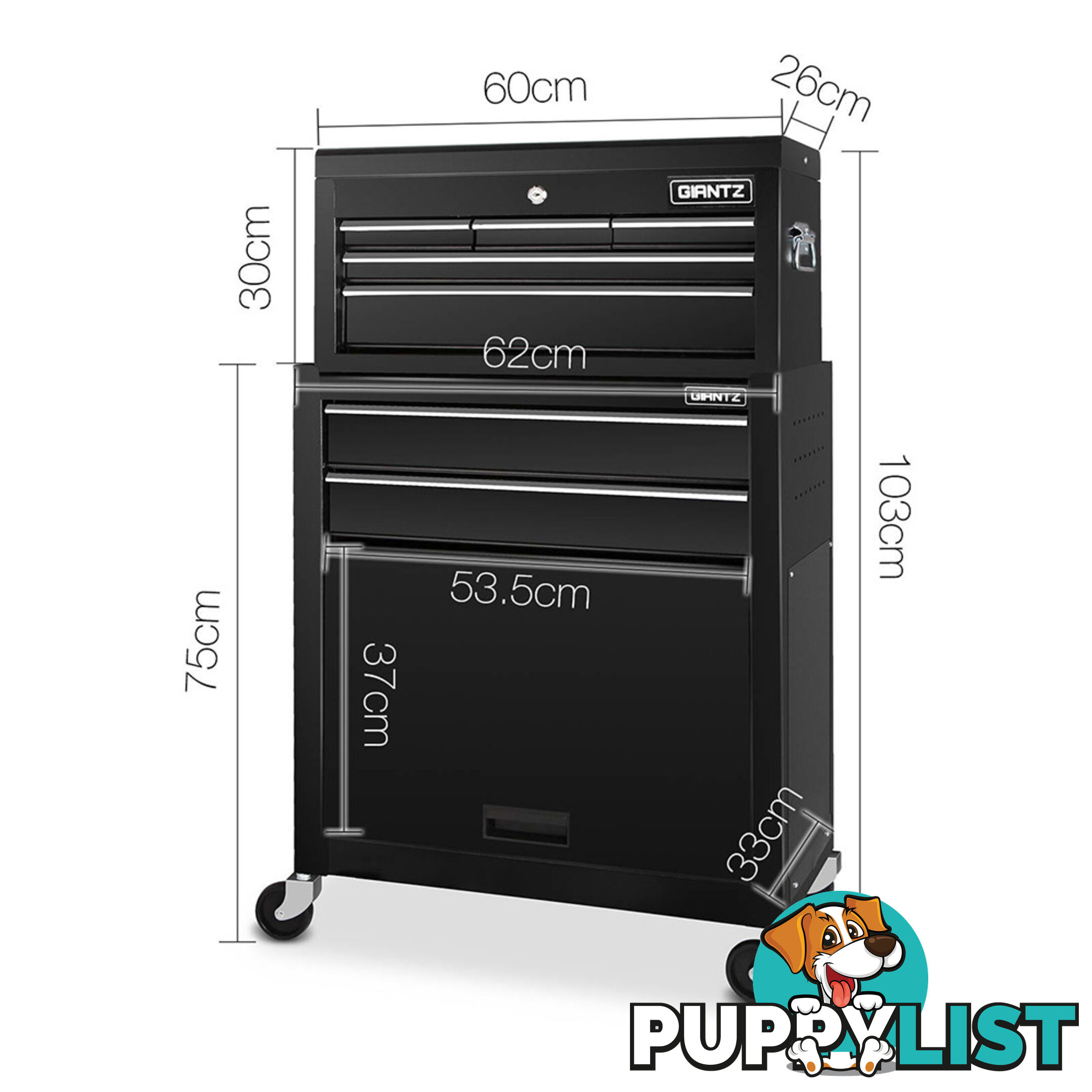 7 Drawer Toolbox  Black