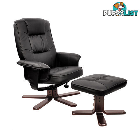 PU Leather Lounge Office Recliner Chair Ottoman Chocolate