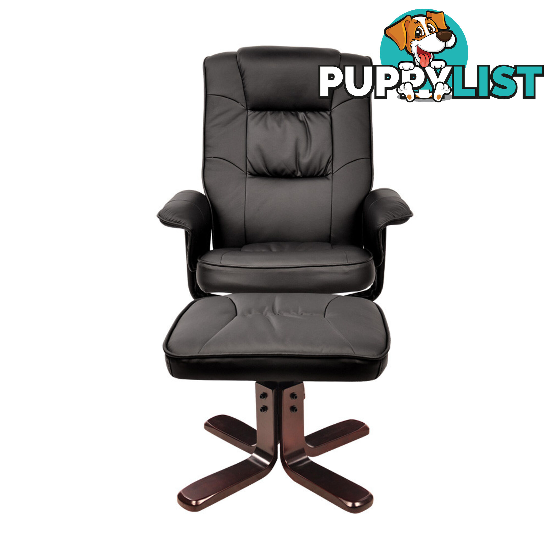 PU Leather Lounge Office Recliner Chair Ottoman Chocolate