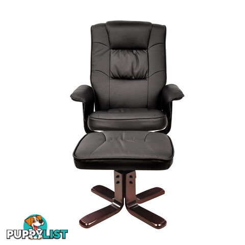 PU Leather Lounge Office Recliner Chair Ottoman Chocolate