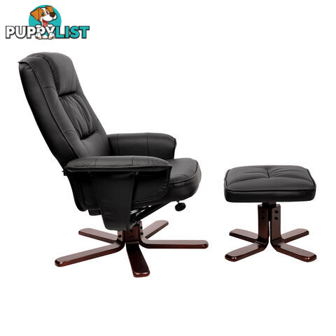 PU Leather Lounge Office Recliner Chair Ottoman Chocolate