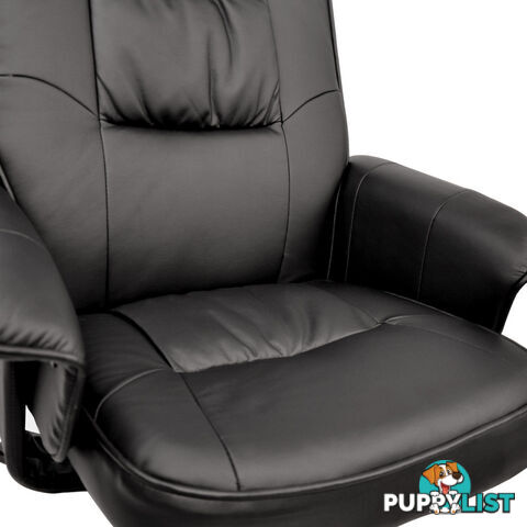 PU Leather Lounge Office Recliner Chair Ottoman Chocolate