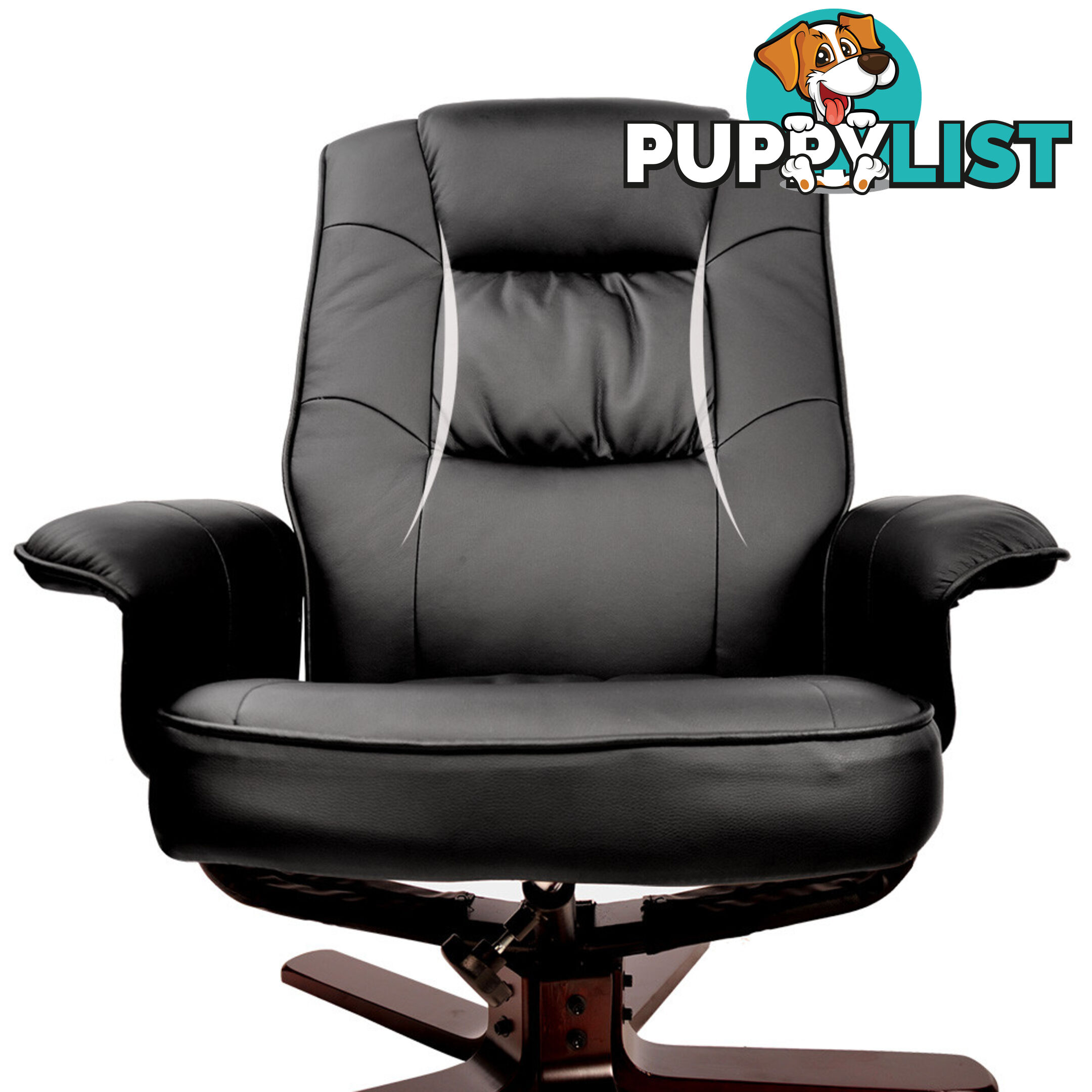 PU Leather Lounge Office Recliner Chair Ottoman Chocolate