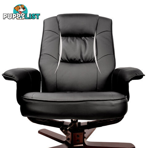 PU Leather Lounge Office Recliner Chair Ottoman Chocolate