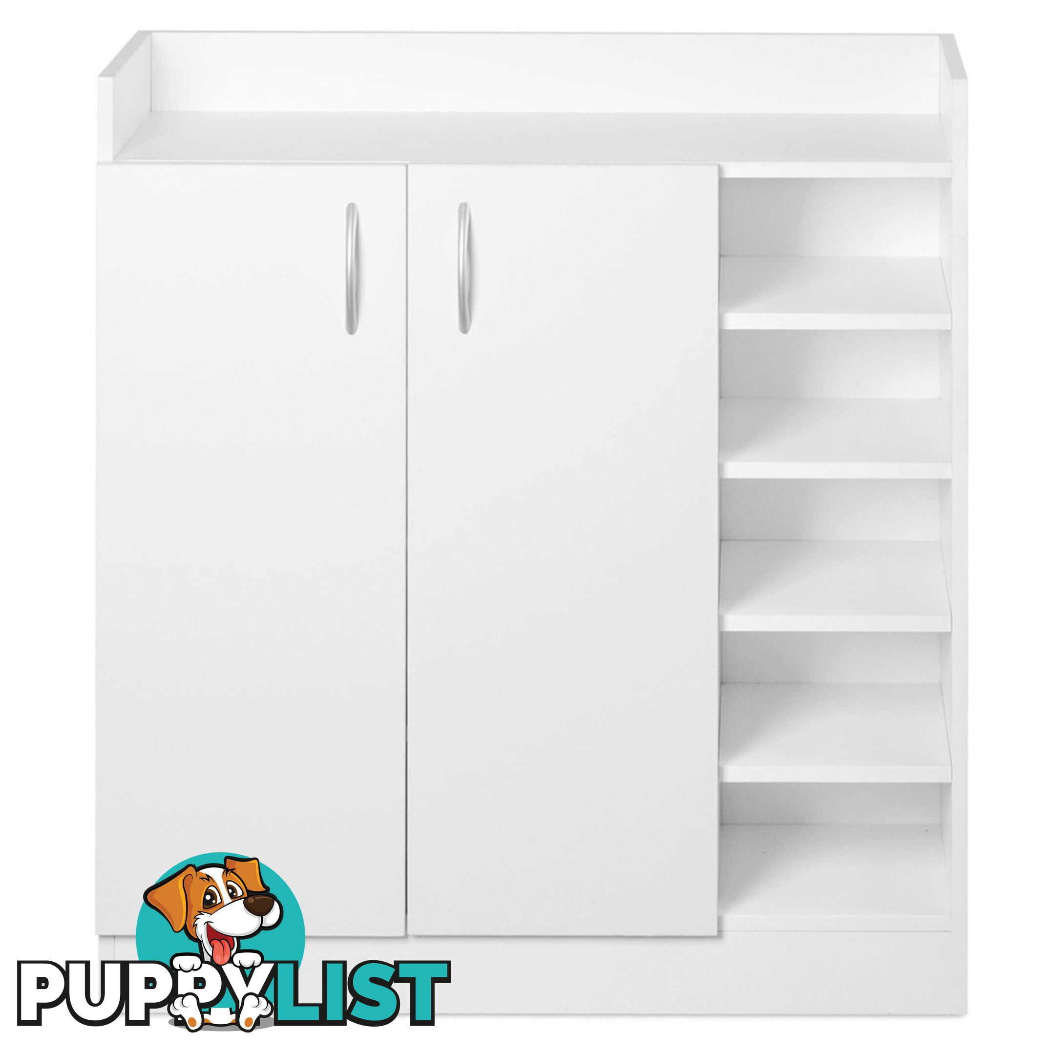 2 Doors Shoe Cabinet Storage Cupboard White