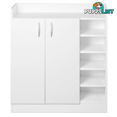 2 Doors Shoe Cabinet Storage Cupboard White