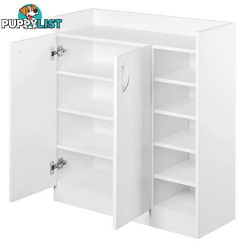 2 Doors Shoe Cabinet Storage Cupboard White