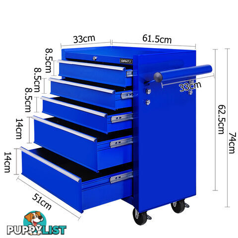 5 Drawers Roller Toolbox Cabinet  Blue