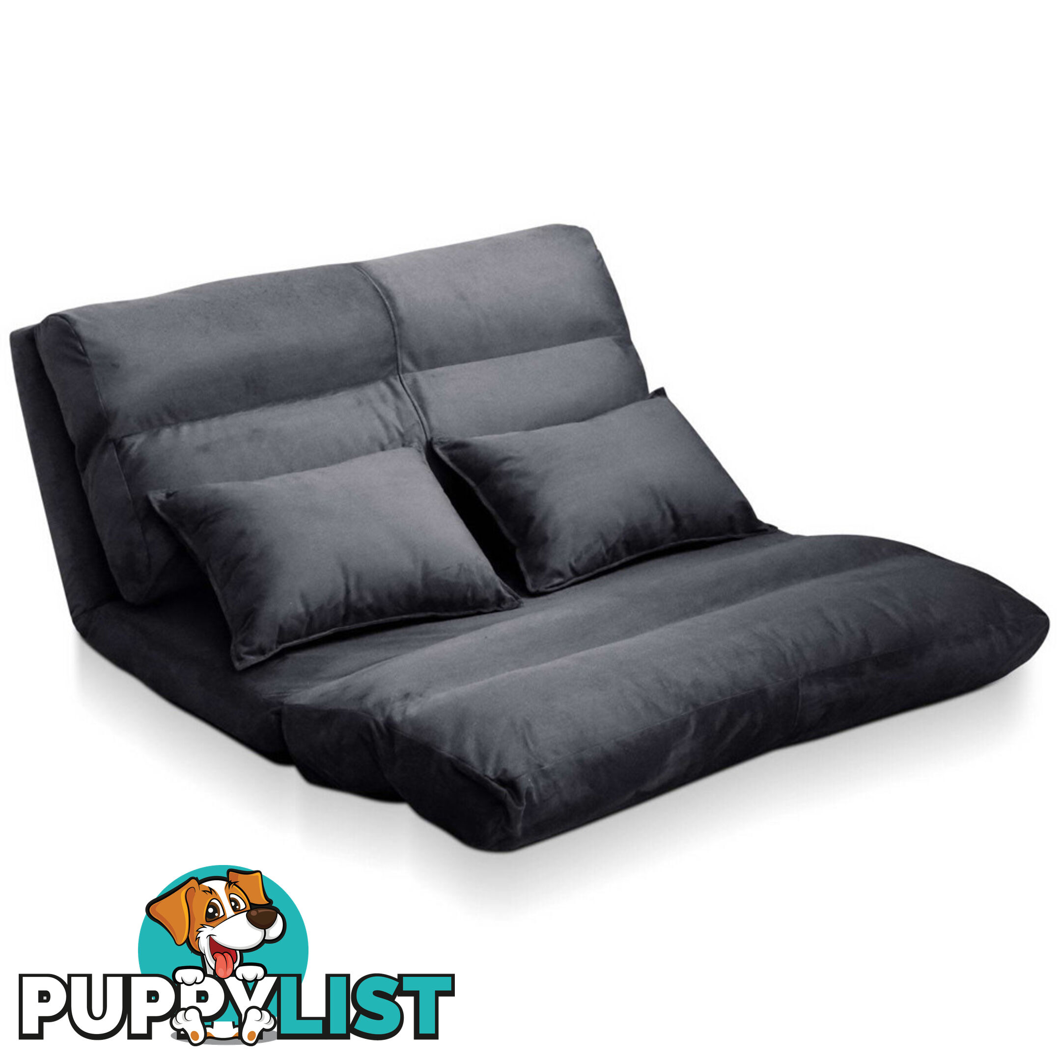 Double Size Adjustable Lounge Sofa - 5 positions Charcoal