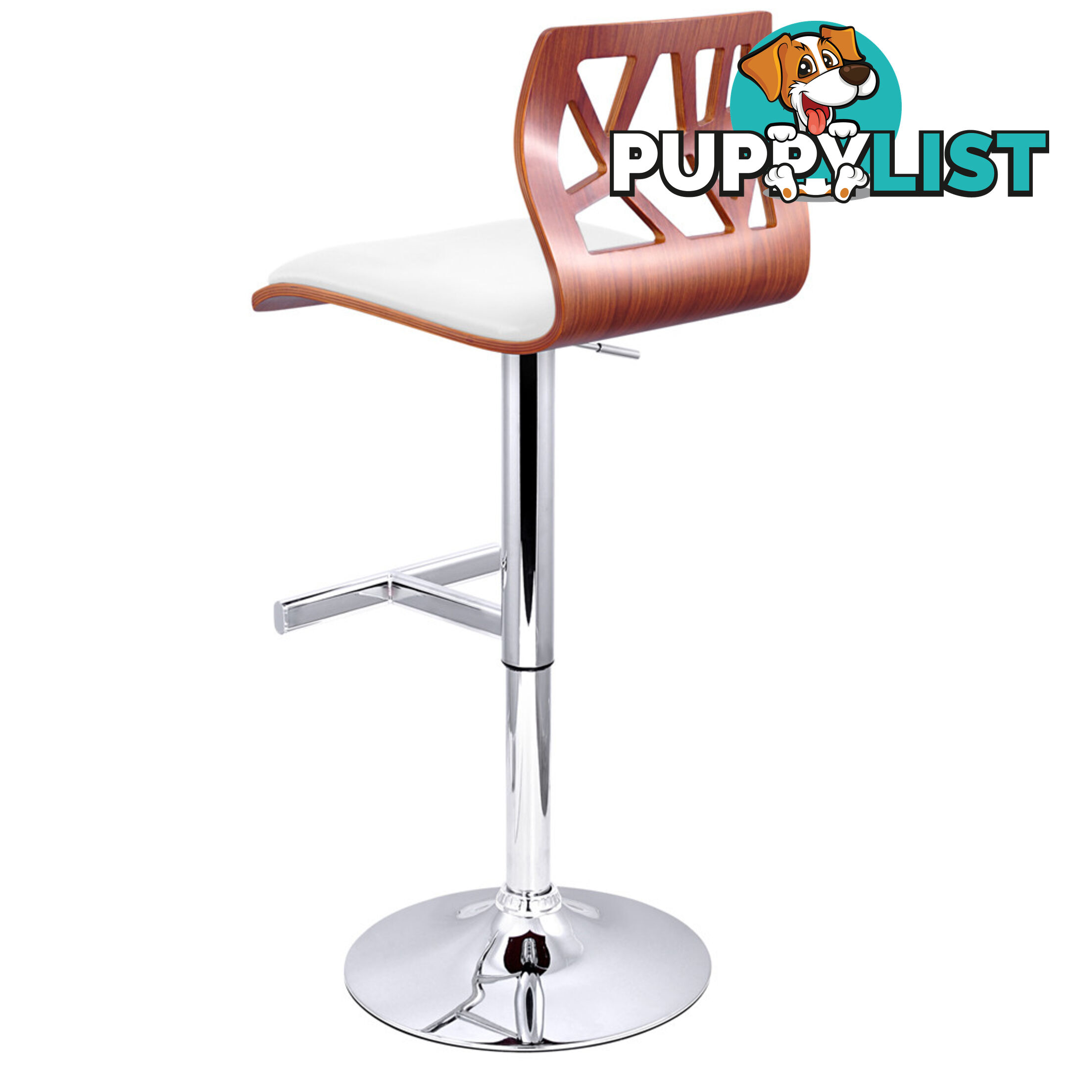 Set of 2 PVC Leather Bar Stool White