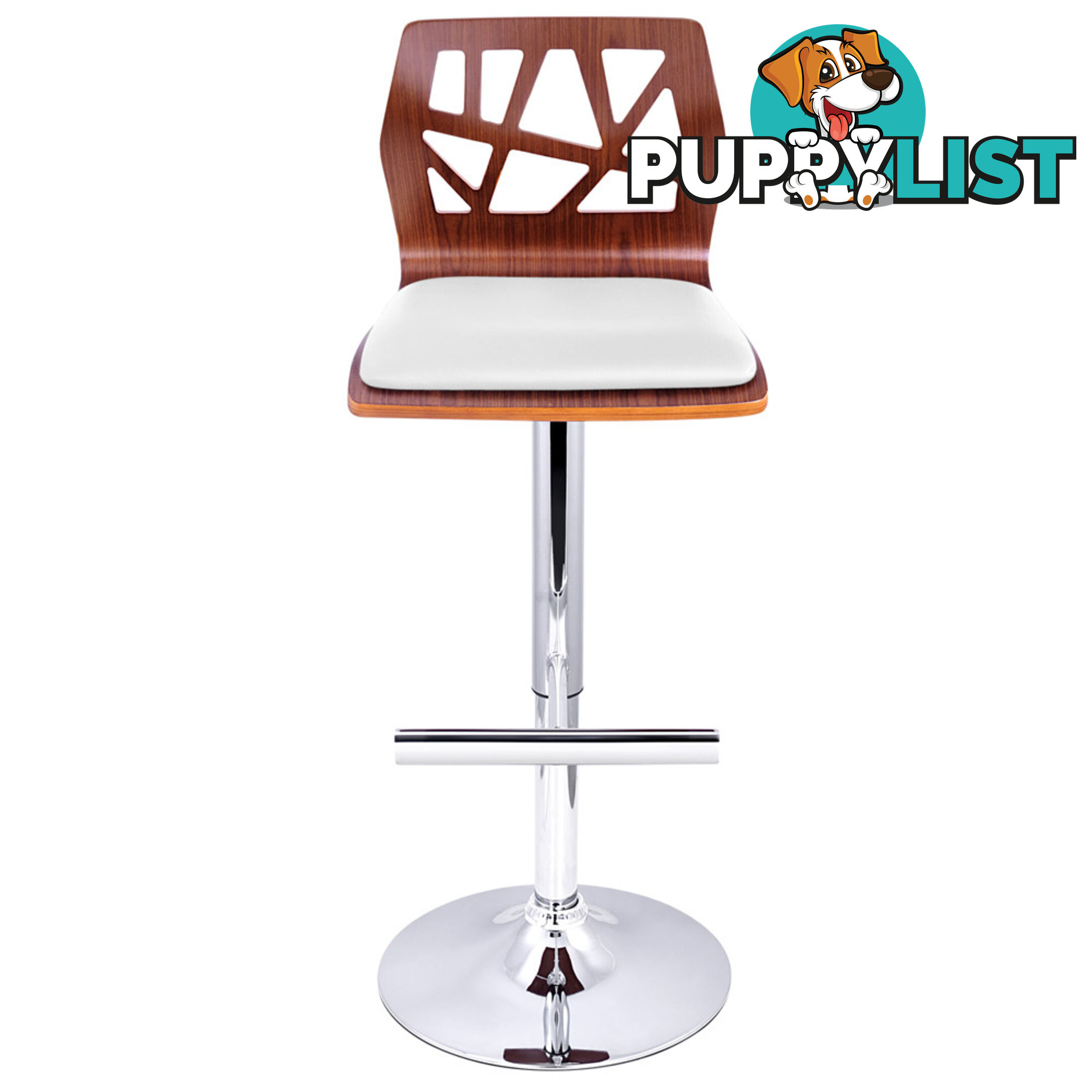 Set of 2 PVC Leather Bar Stool White