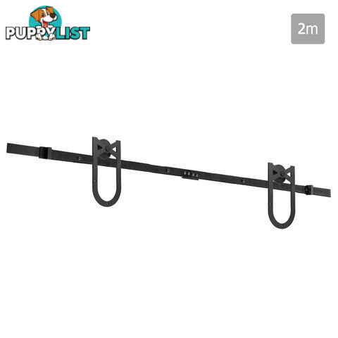 Cross Design Sliding Barn Door Hardware Track Set Powder Coat Steel Black - 2M