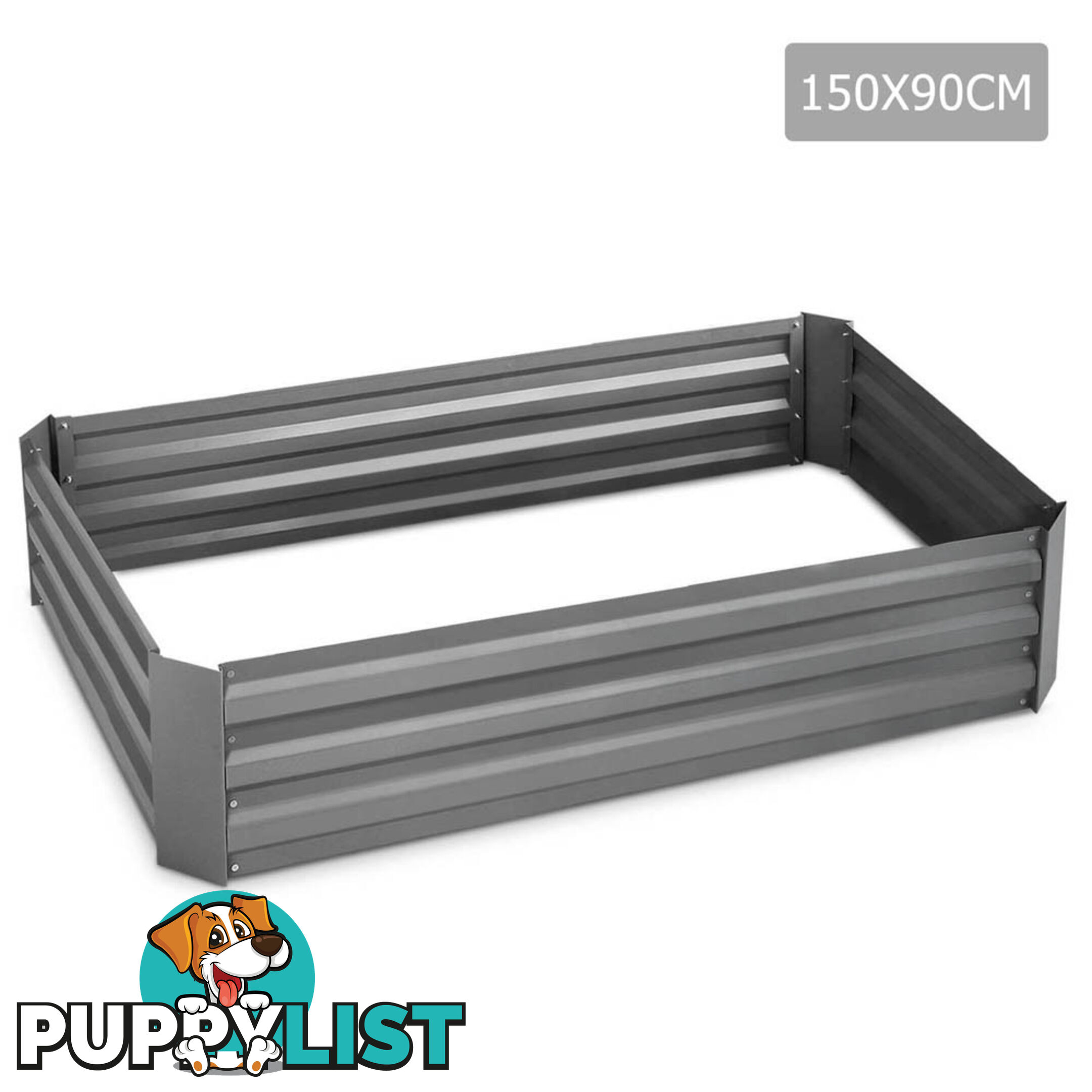 Galvanised Raised Garden Bed - 150 x 90 x 30cm - Aluminium Grey