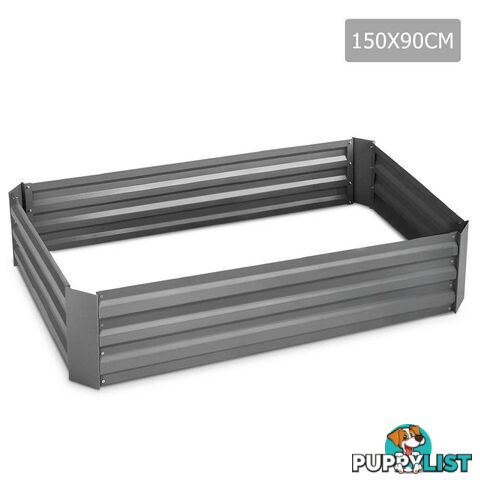 Galvanised Raised Garden Bed - 150 x 90 x 30cm - Aluminium Grey