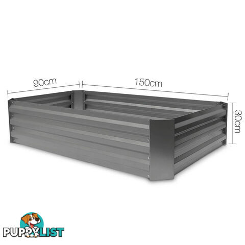 Galvanised Raised Garden Bed - 150 x 90 x 30cm - Aluminium Grey