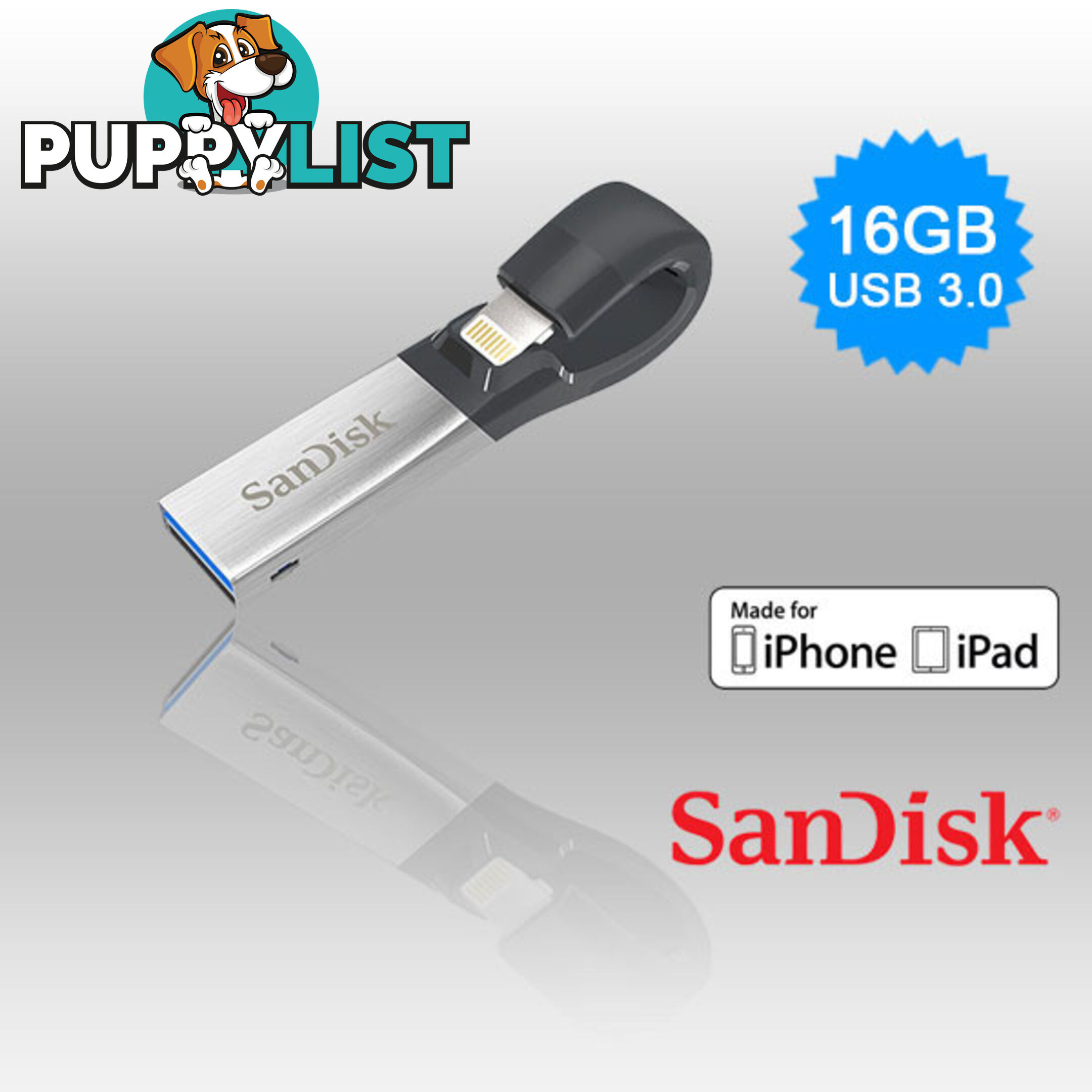 SANDISK IXPAND FLASH DRIVE SDIX30N 32GB GREY IOS USB 3.0  (SDIX30N-032G)