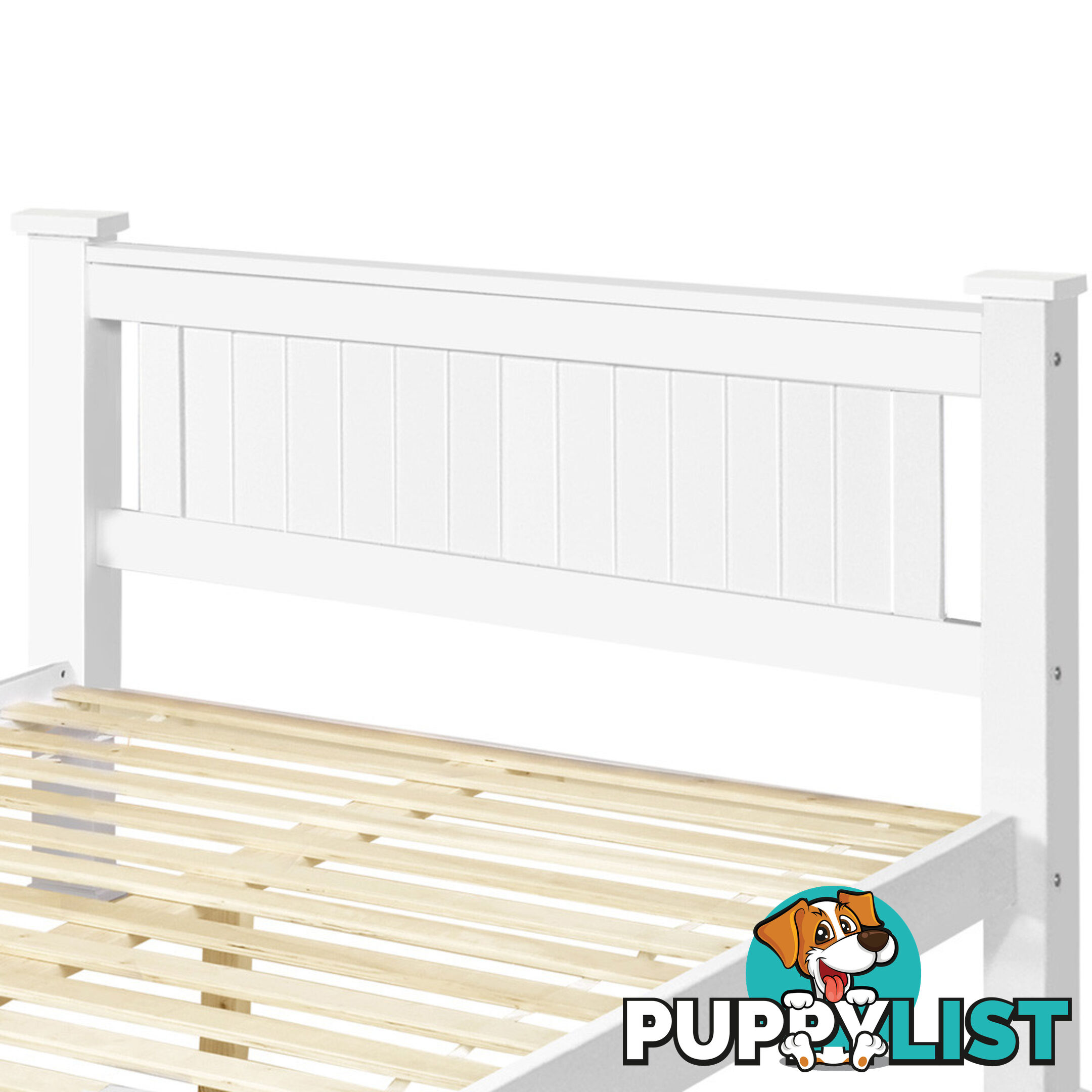 Wooden Bed Frame Pine Wood Queen White