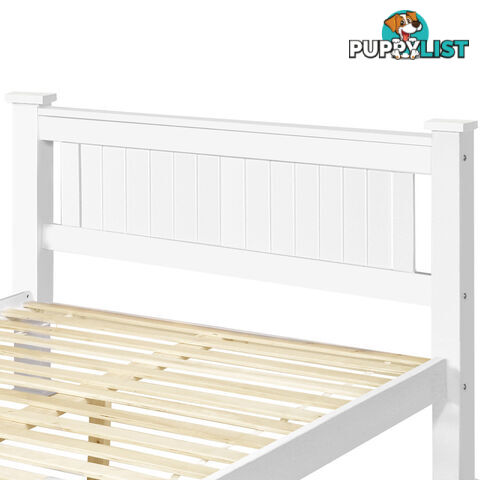 Wooden Bed Frame Pine Wood Queen White