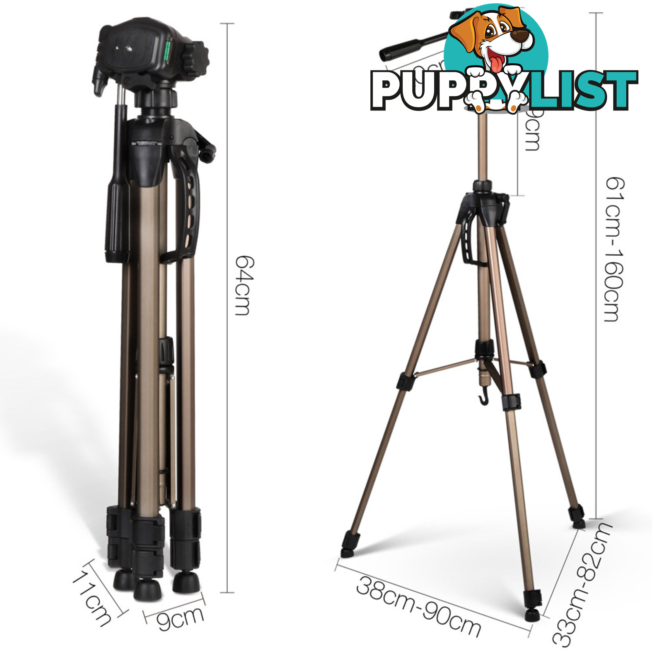 Dual Bubble Level Camera Tripod 160cm