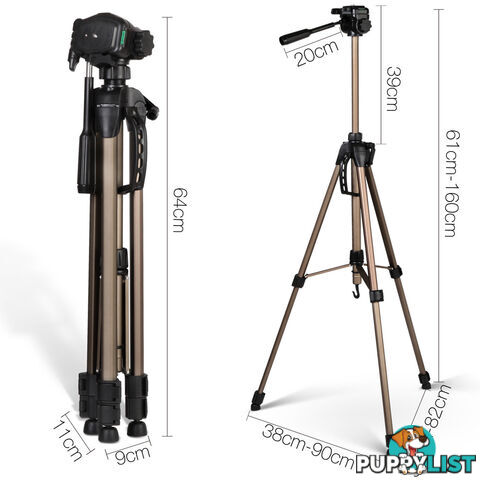 Dual Bubble Level Camera Tripod 160cm