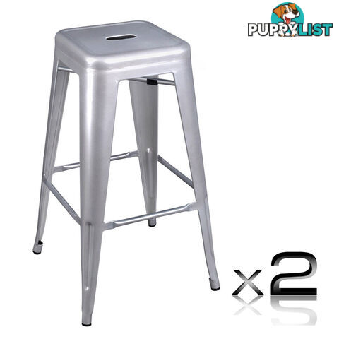 Set of 2 Steel Kitchen Bar Stool 76cm White