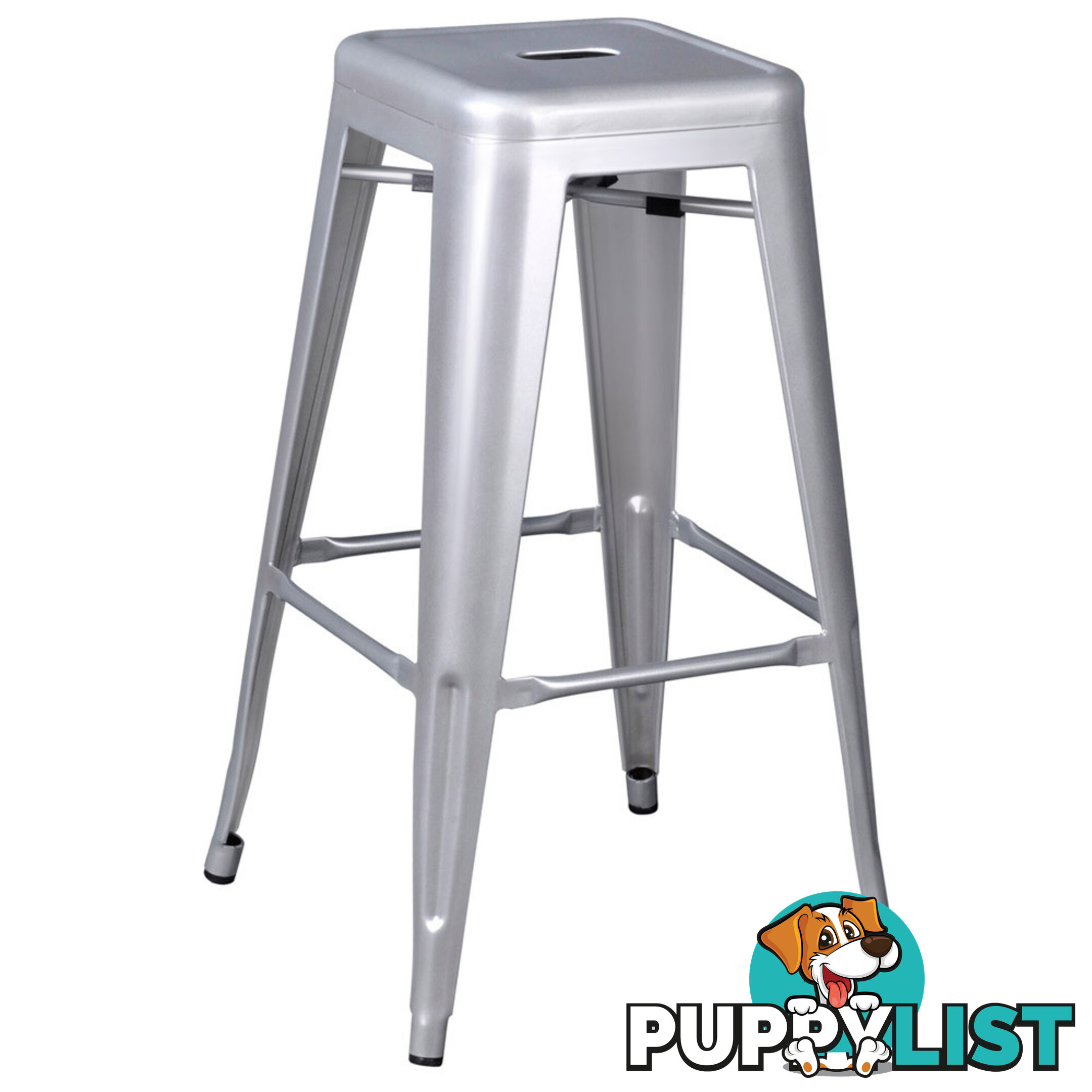 Set of 2 Steel Kitchen Bar Stool 76cm White