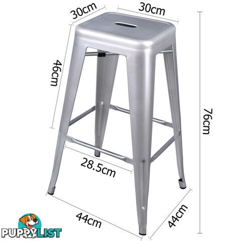 Set of 2 Steel Kitchen Bar Stool 76cm White