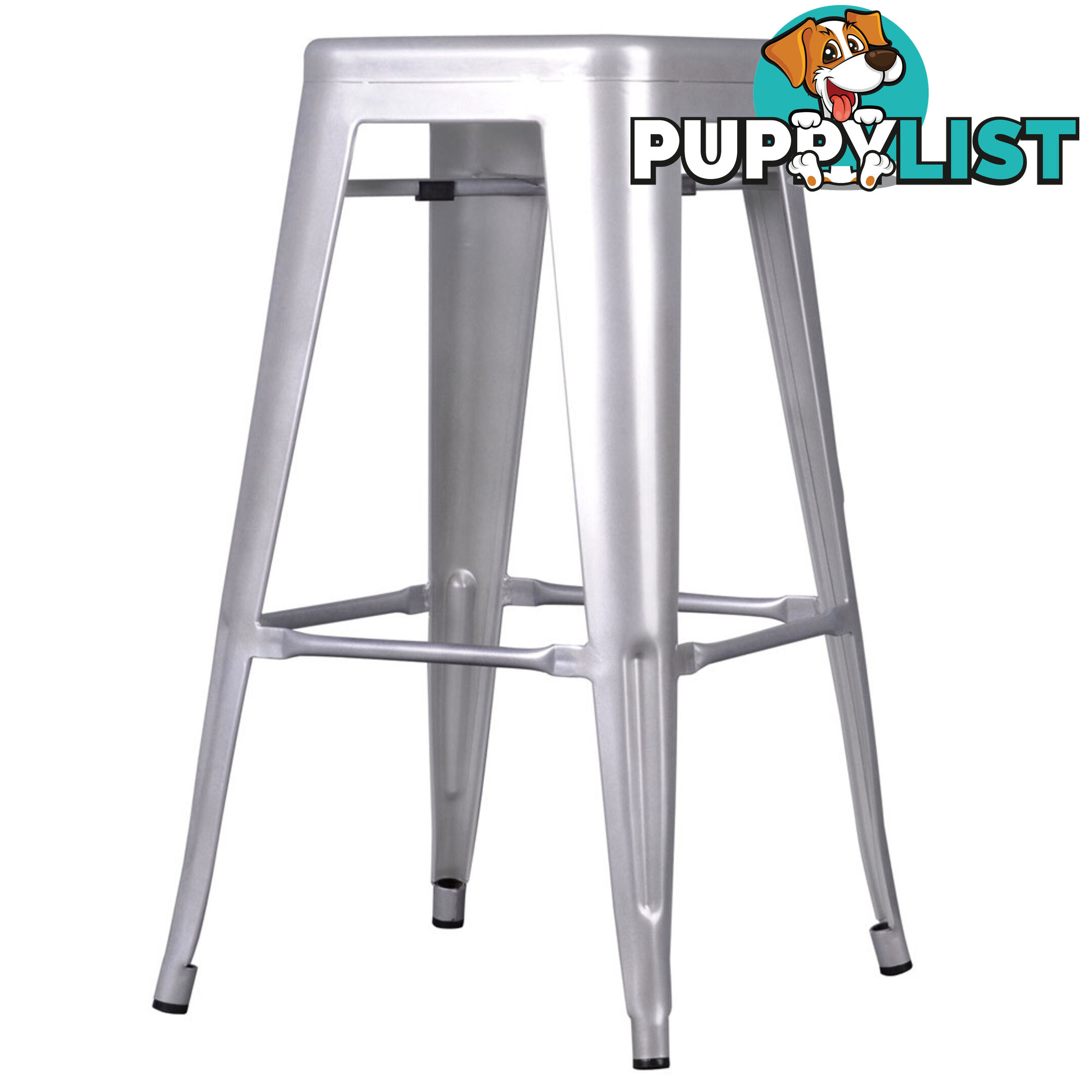 Set of 2 Steel Kitchen Bar Stool 76cm White