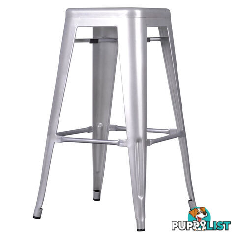 Set of 2 Steel Kitchen Bar Stool 76cm White