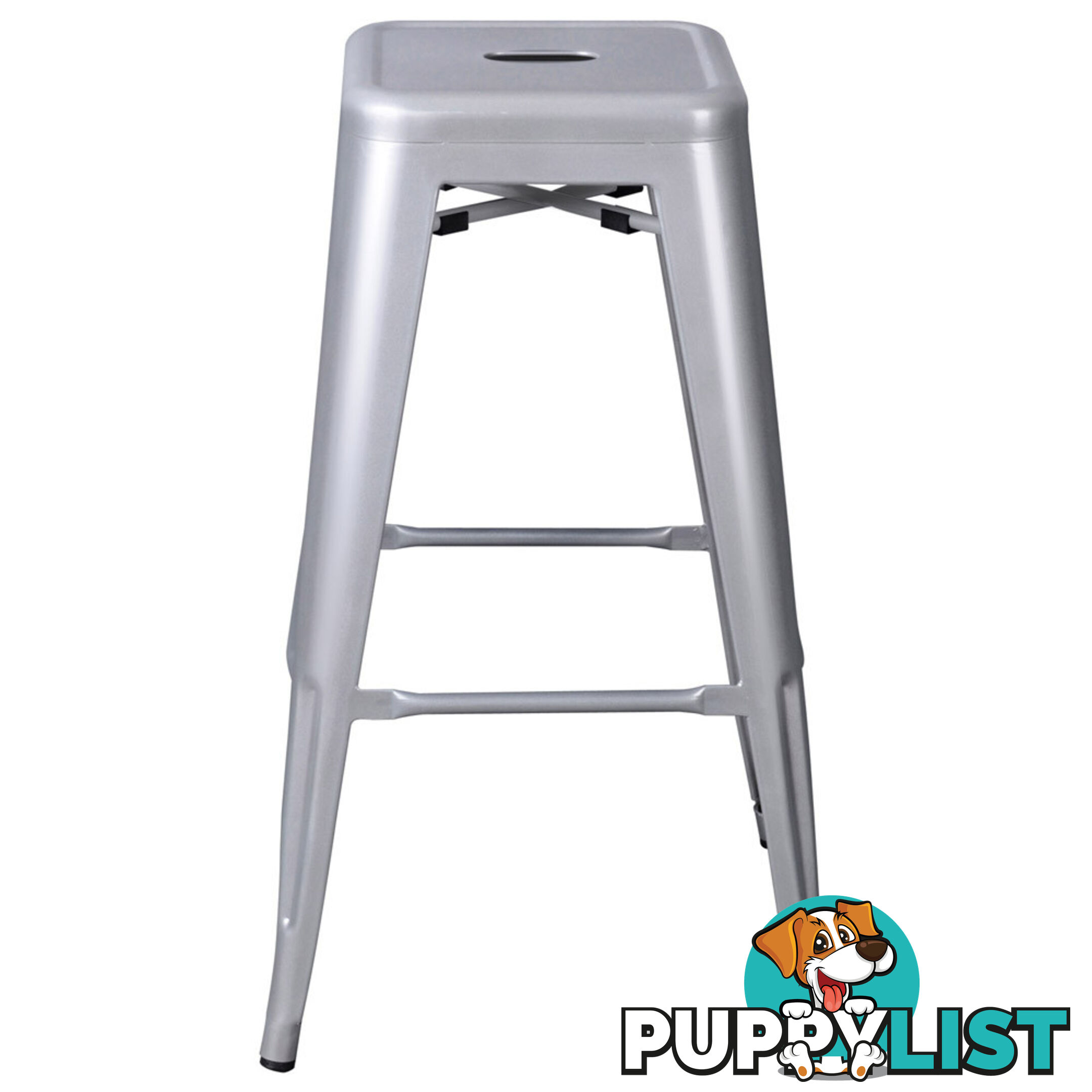 Set of 2 Steel Kitchen Bar Stool 76cm White