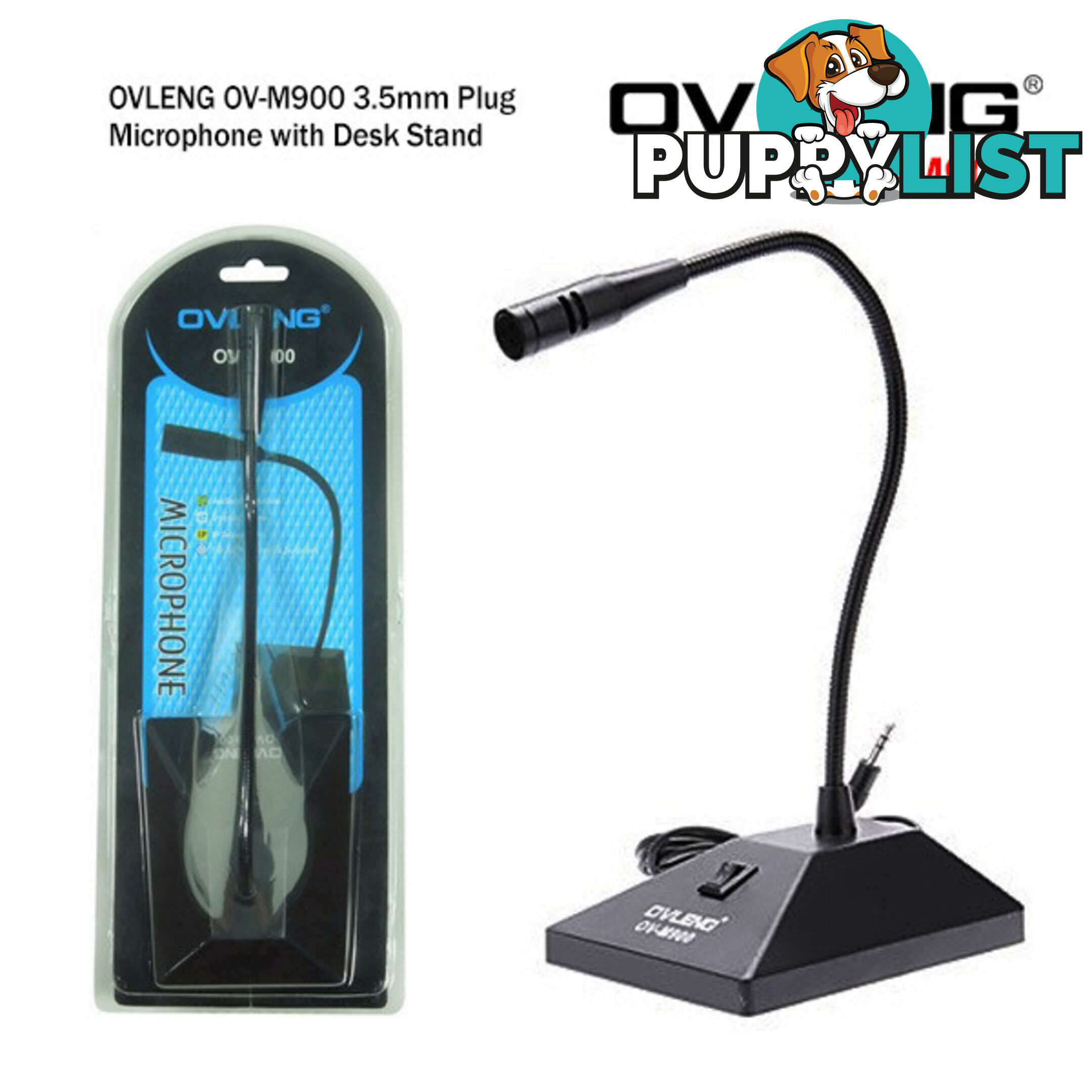 OVLENG OV-M900 3.5mm Plug Microphone with Desk Stand (Network Omnidirectional for Online Chat)