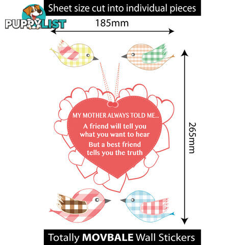 Medium Size My Mother Told Me Wall Sticker Quotes - Totally Movable