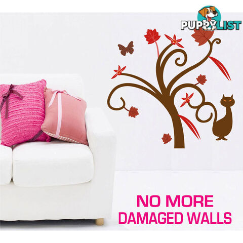 Large Size Gorgeous Tree and Cat Wall Stickers - Totally Movable