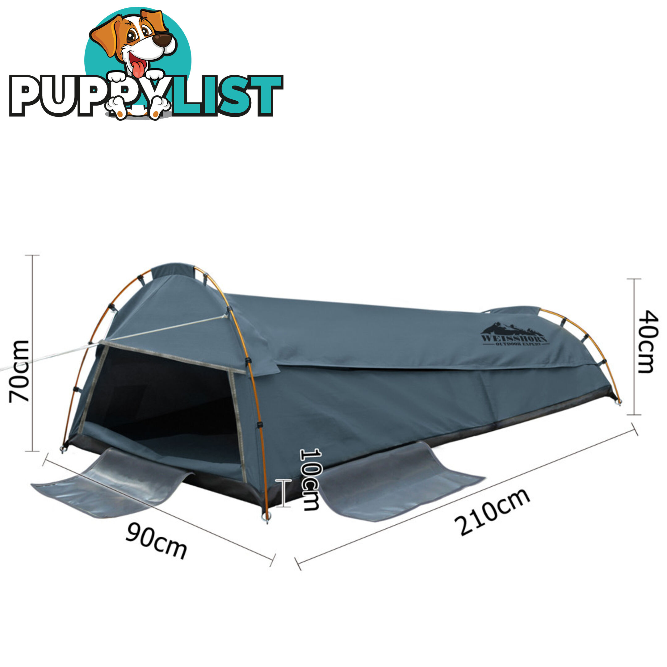 King Single Camping Canvas Swag Tent Navy w/ Air Pillow